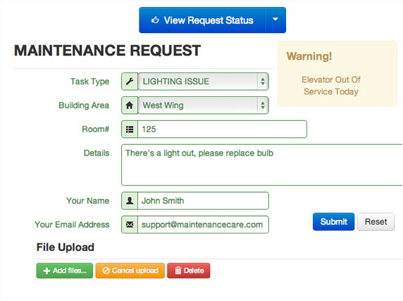 screenshot of Maintenance Care